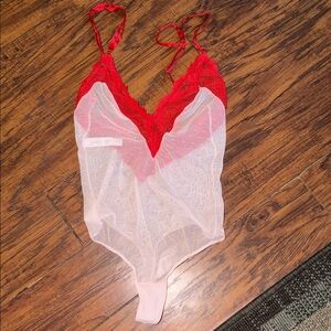 Auden Red and Pink Lace Chemise